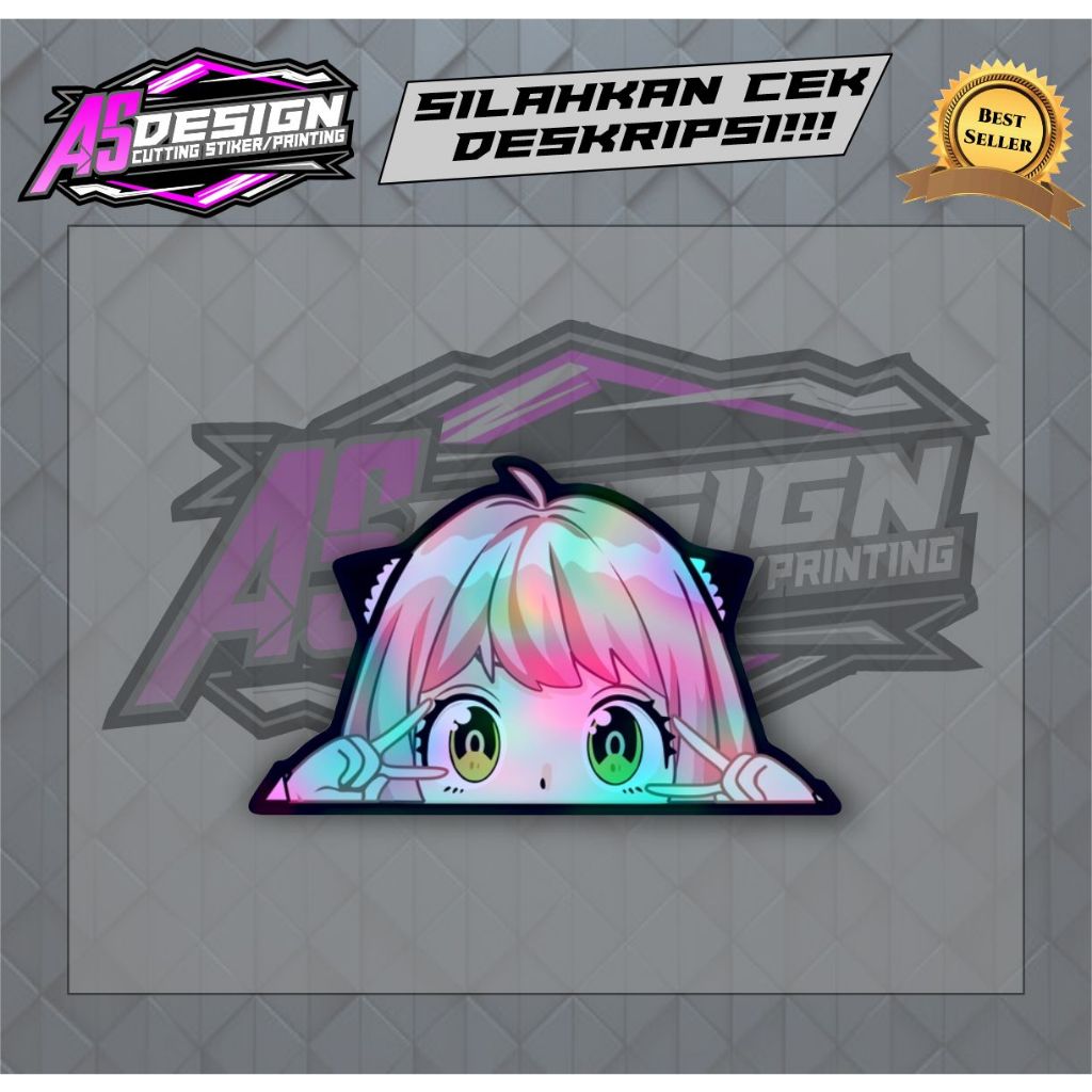 

Sticker Hologram Stiker Anime - Anya Forger Peek - SPY x Family - Wibu Jepang Untuk Laptop Case Hp Koper Helm Imut Lucu