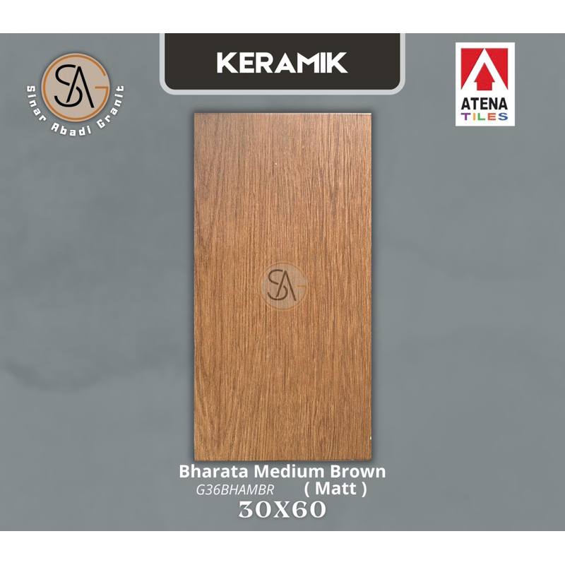 keramik motif kayu 30x60 atena bharata medium brown ( G36BHA<MBR )