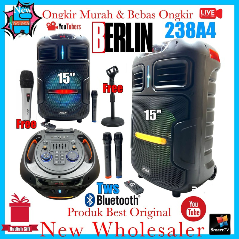 Speaker Aktif 15 inch New bluetooth tws Berlin A4 original resmi power Full