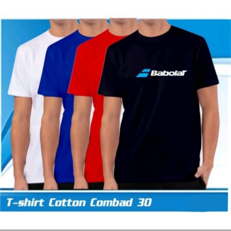 Baju lengan pendek bahan katun kaos olahraga tenis lapangan