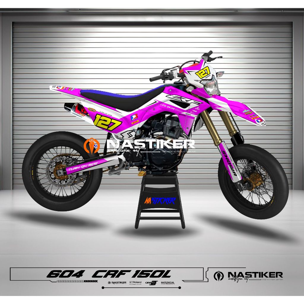 decal kit honda crf 150l fullbody pink putih - decal crf 150 l super glossy desain bebas