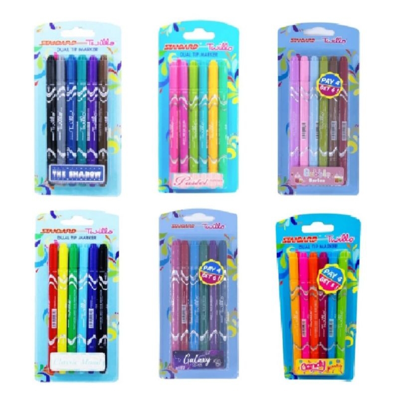 

Pulpen Dual Tip Marker Standard Twillo Blister Pastel Set 6 Pcs/Spidol Warna