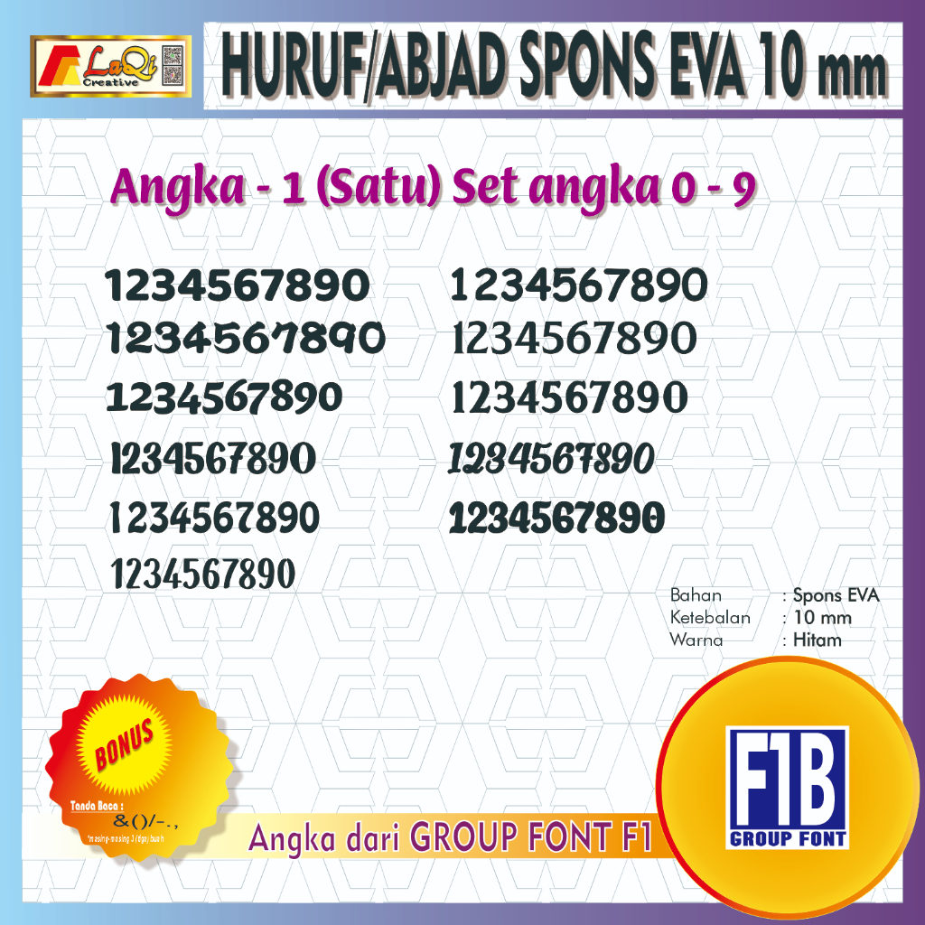Font / Huruf / Abjad Angka Spons EVA Papan Bunga Rustic