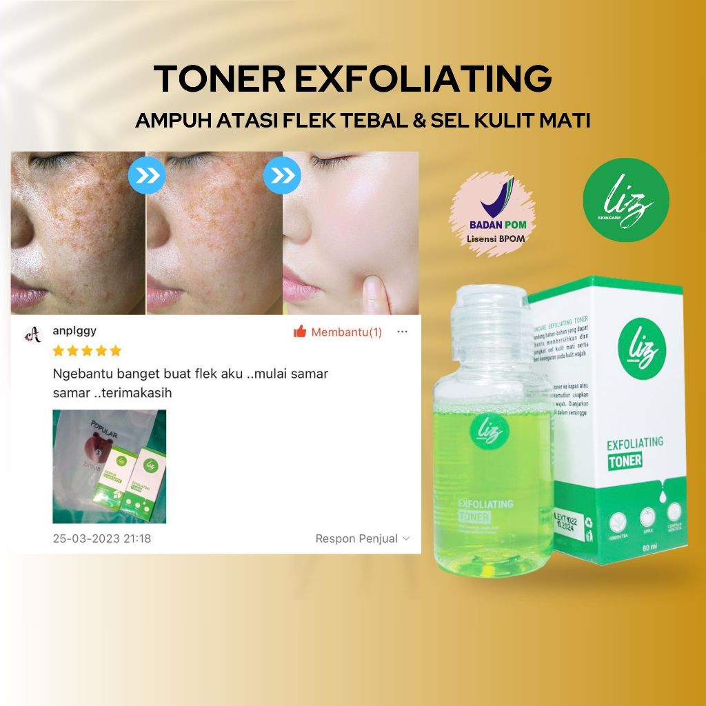 BPOM Elzet Skincare Exfoliating Toner Pengangkat Sel Kulit Mati Wajah Toner Pengelupasan Pemutih Waj