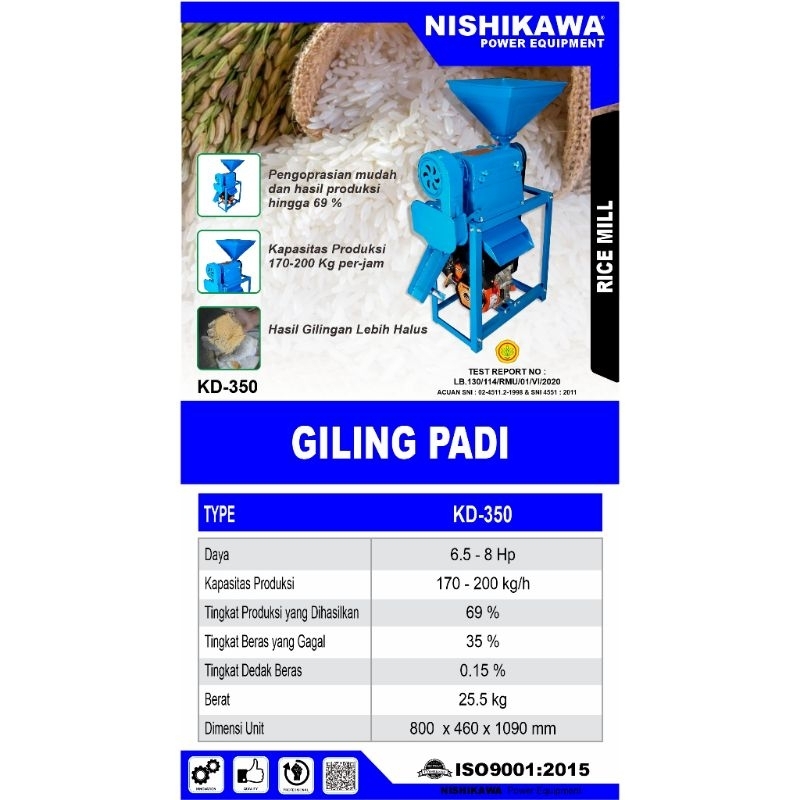 Mesin Giling Padi Nishikawa KD 350