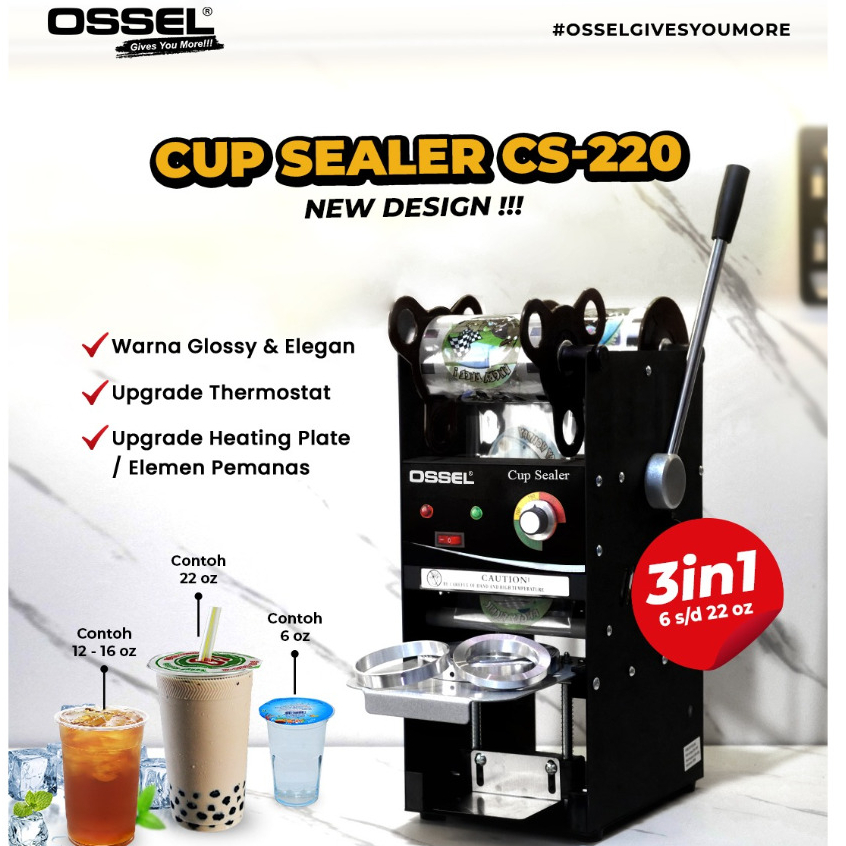 BERGARANSI Ossel Cup Sealer 22 Oz Paket Press Cup Sealer Mesin Press Plastik Manual