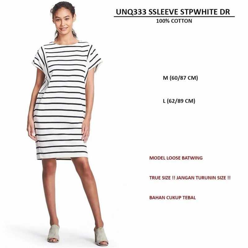 Midi Dress Model Loose Batwing Stripe branded UNIQLO Original