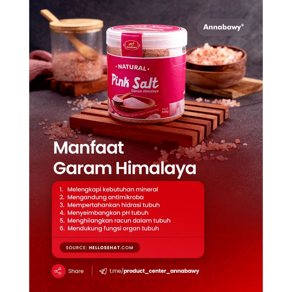 

NG Garam Himalaya Himsalt Pink Salt- (membantu menjaga cairan atau menghasi tubuh)
