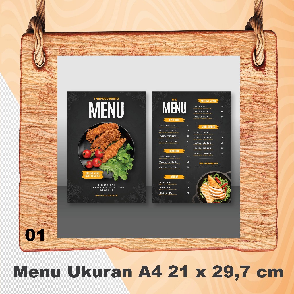 

Cetak Daftar Menu Makanan Minuman Cafe // Menu Restaurant Ukuran A4 // Ukuran Custom