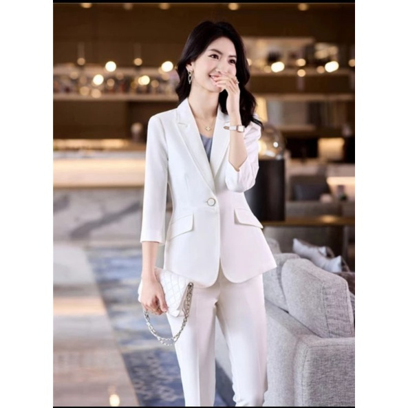 Setelan Jas Wanita Blazer Motif Terbaru/Setelan Jas Wanita Korea/Jas Wanita Blazer