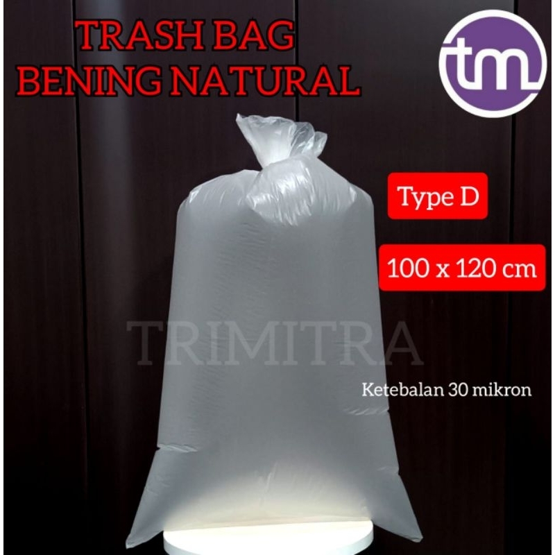 PLASTIK D BENING NATURAL KANTONG KRESEK SAMPAH TRASHBAG BENING 100X120 CM JUMBO BESAR TEBAL