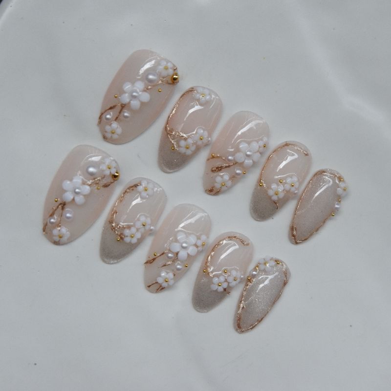 kuku palsu wedding nail art custom ukuran nail by aisha