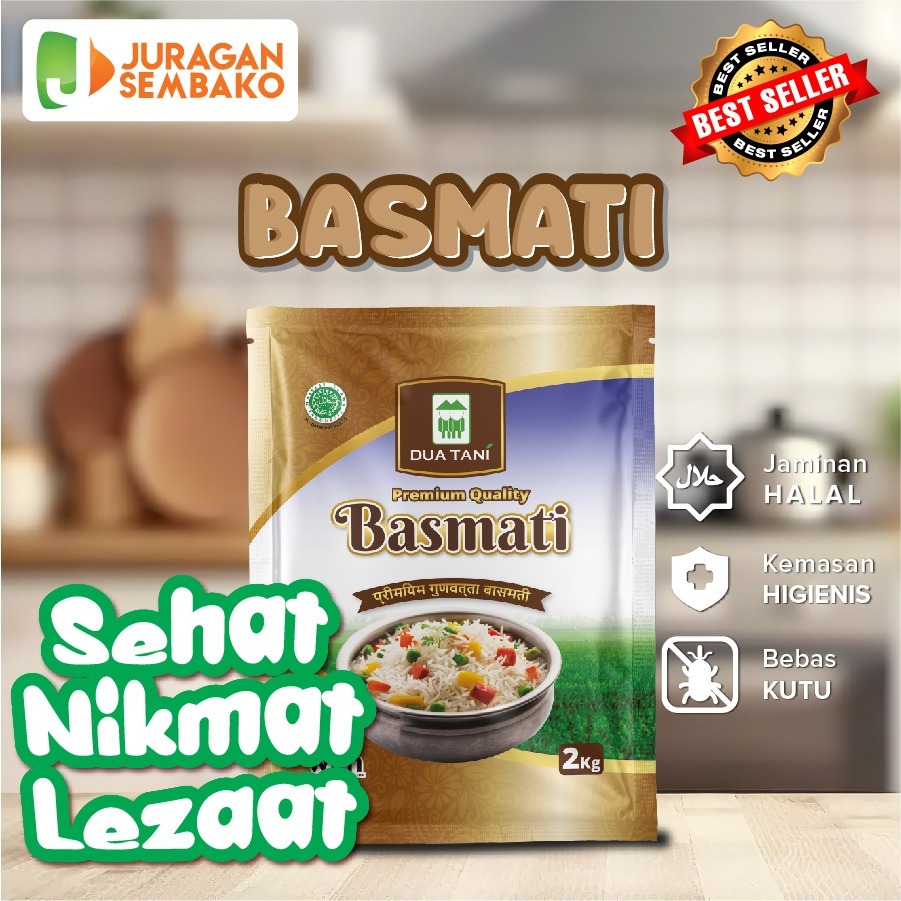 

Beras Basmati dua tani 2kg- HALAL Cocok untuk nasi kebuli