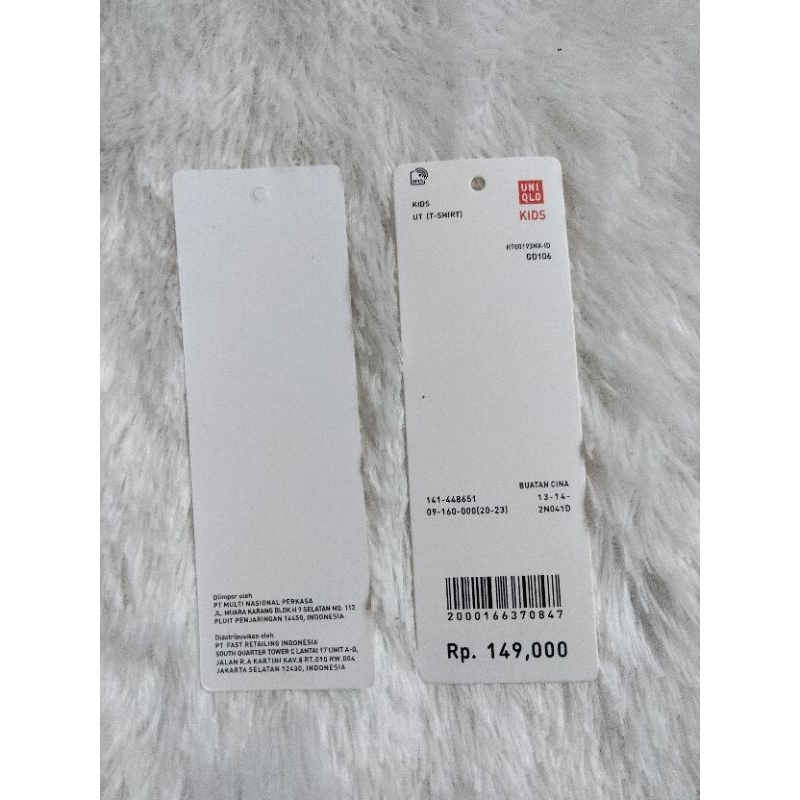 

Hangtag uniqlo kids - label tag uniqlo kids - price tag uniqlo kids - 100pc