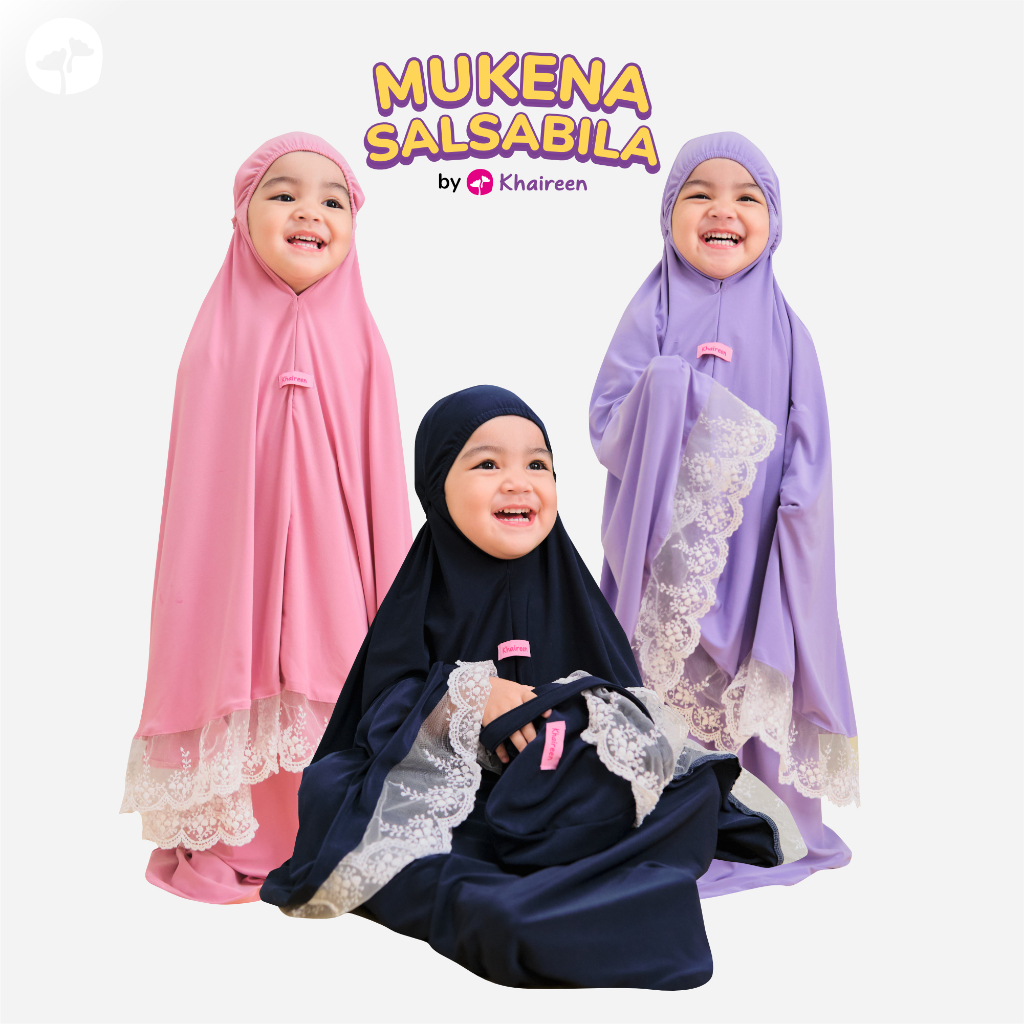 KHAIREEN Mukena Salsabila (1-6 Tahun) Mukena Jersey Anak Mukena Sekolah Anak