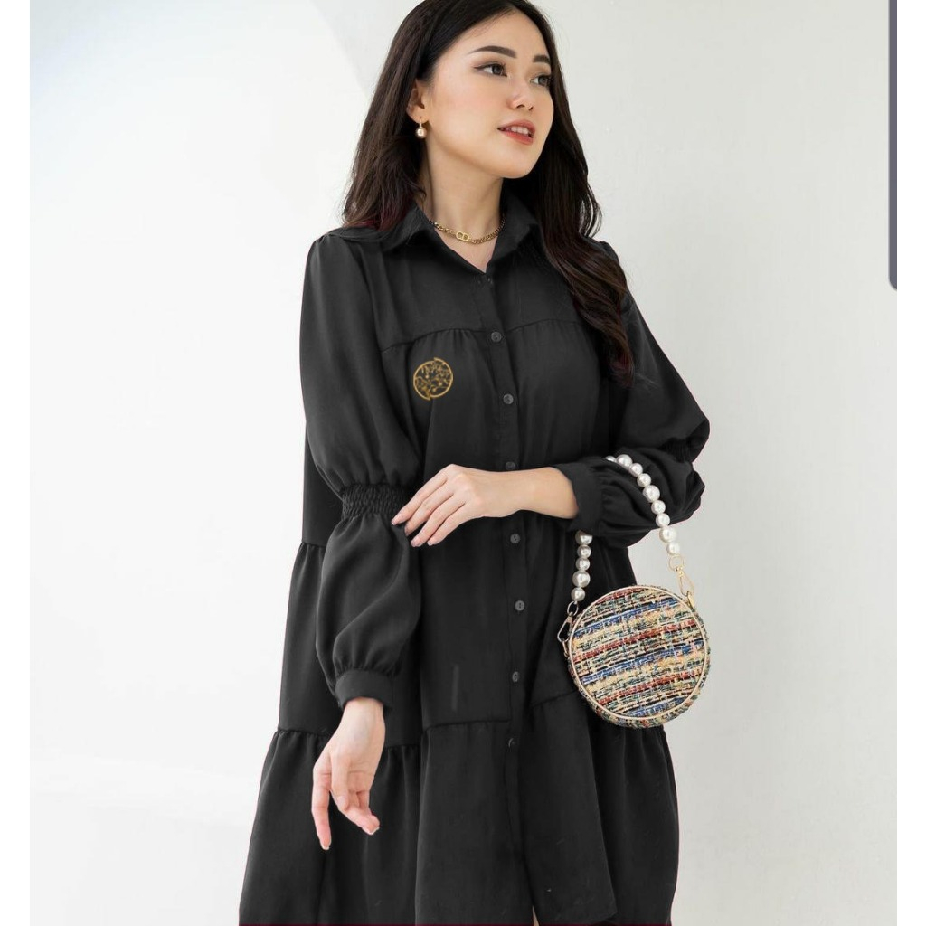 dianara tunik / long tunik wanita terbaru / midi dress polos pastel sage green lilac