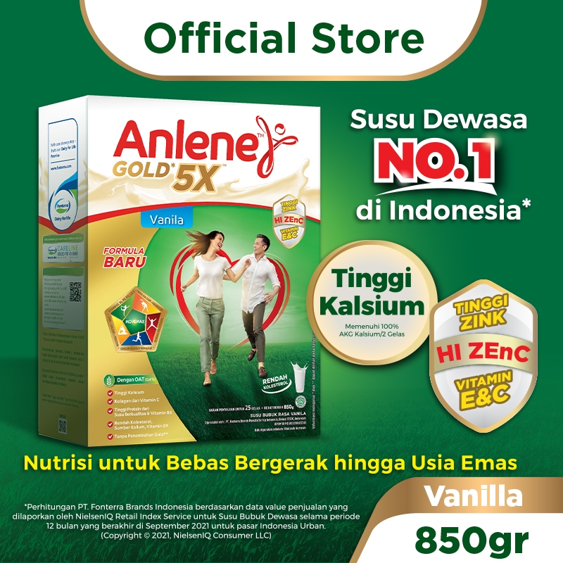 

Anlene Gold 5X Susu Bubuk Dewasa Vanila 850g - Nutrisi Tinggi Kalsium Untuk Tulang, Sendi, dan Otot