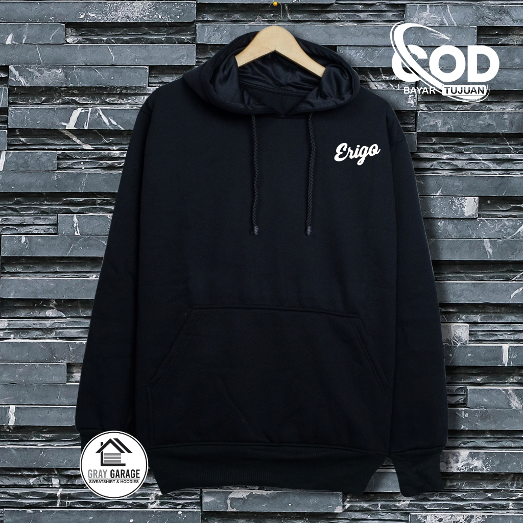 Melfous Hoodie ERIGO Unisex Pria Wanita Lembut Size M L XL XXL Warna Hitam Distro Original Bahan Kat