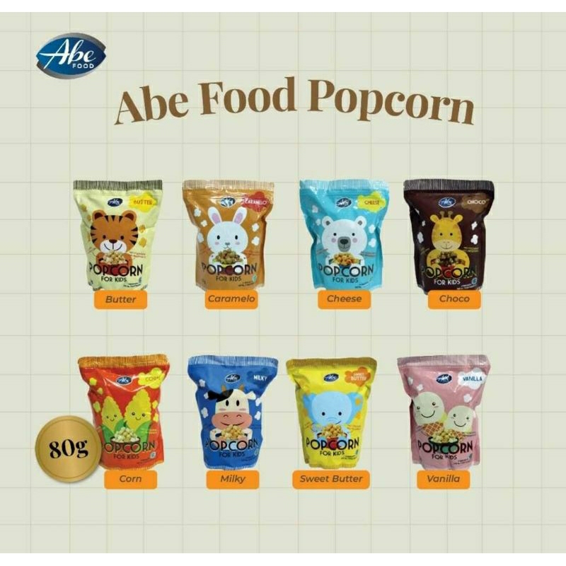 

Abe Food - Popcorn 80gr|| Tempy Kids&Adult 70gr || Bae Nana 70gr || Brownies 60gr