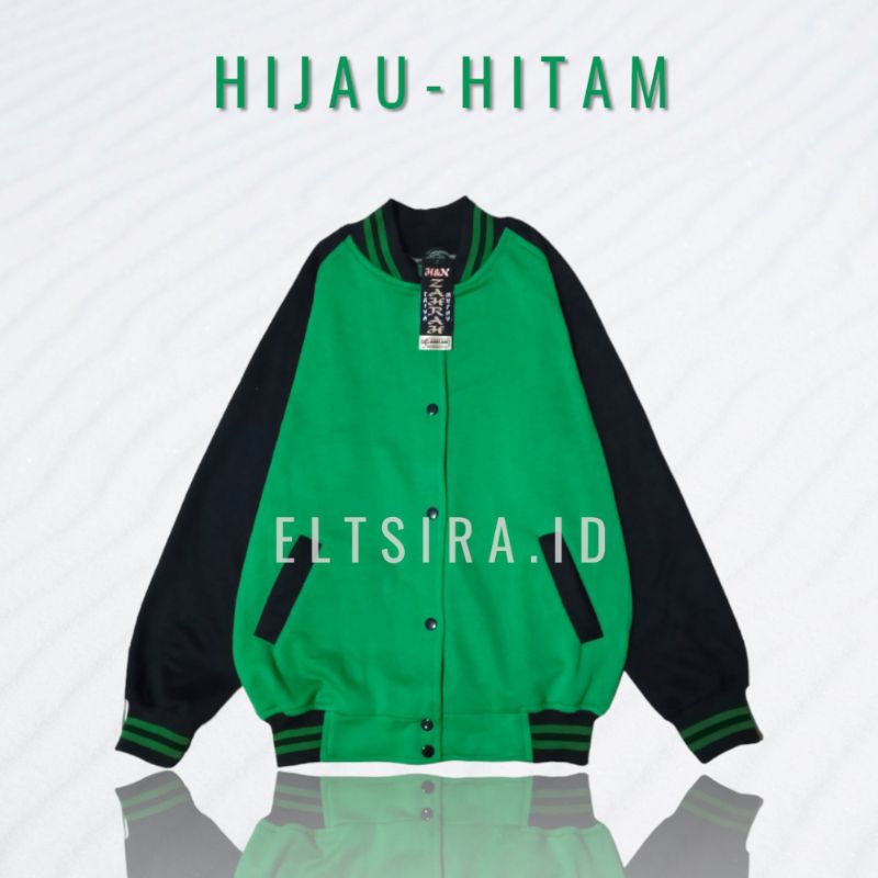 Jaket Varsity / Baseball Wanita Pria POLOS || HIJAU - HITAM