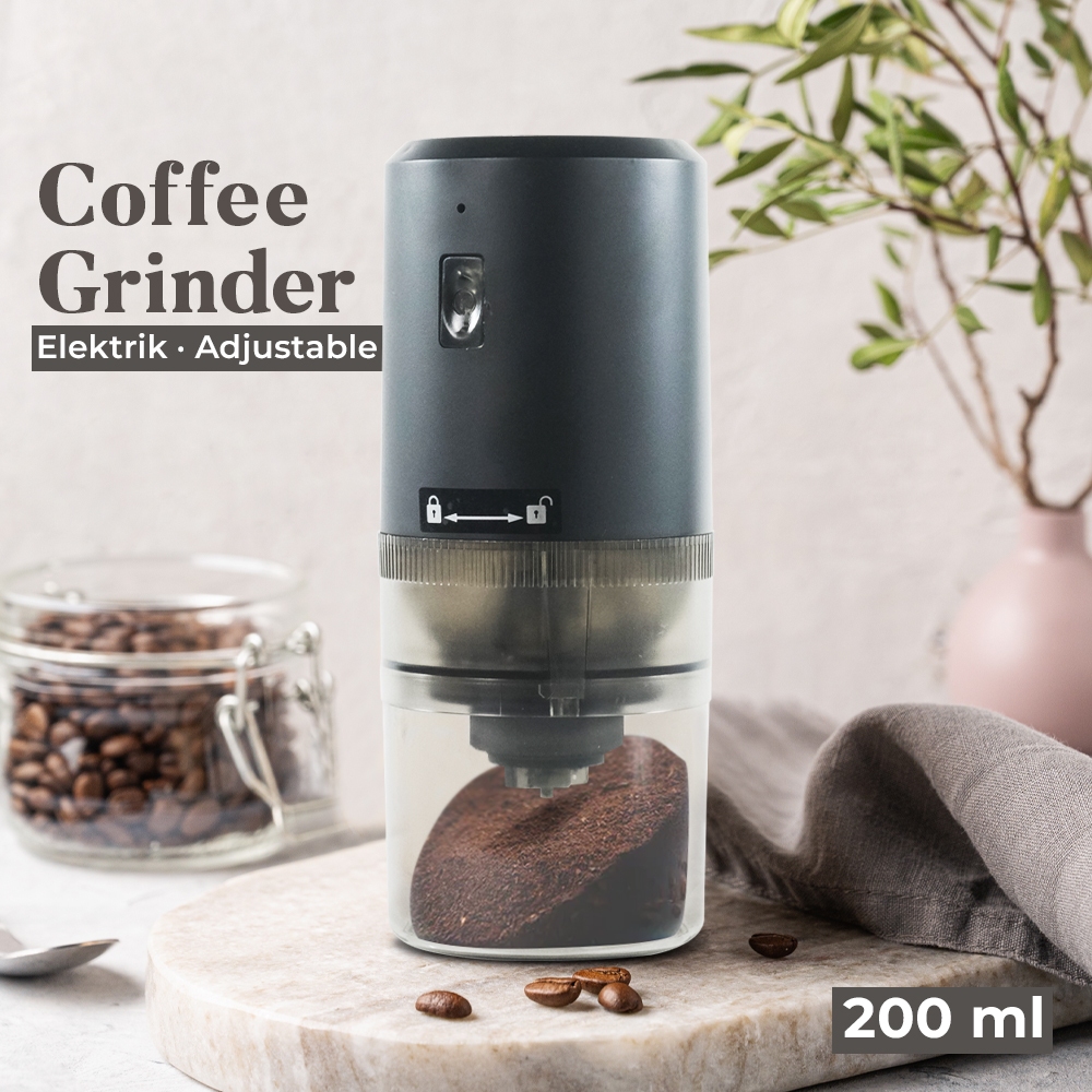 WPG Penggiling Biji Kopi Elektrik Portable Coffee Bean Grinder 200ml - WP-12 - Black