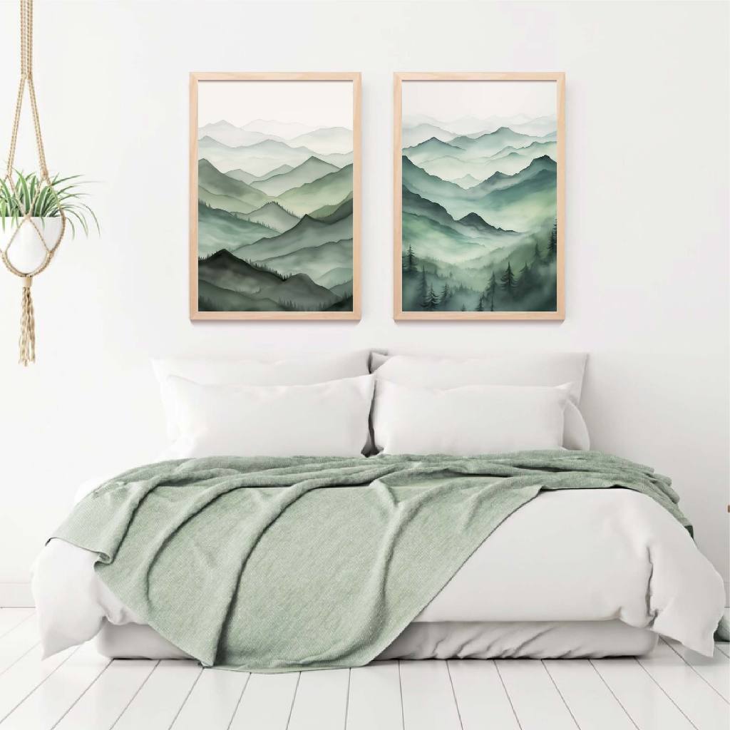 Poster Dinding Lukisan Abstract Mountain Landscape Pegunungan Dekorasi Rumah Aesthetic Ukuran 40x60 