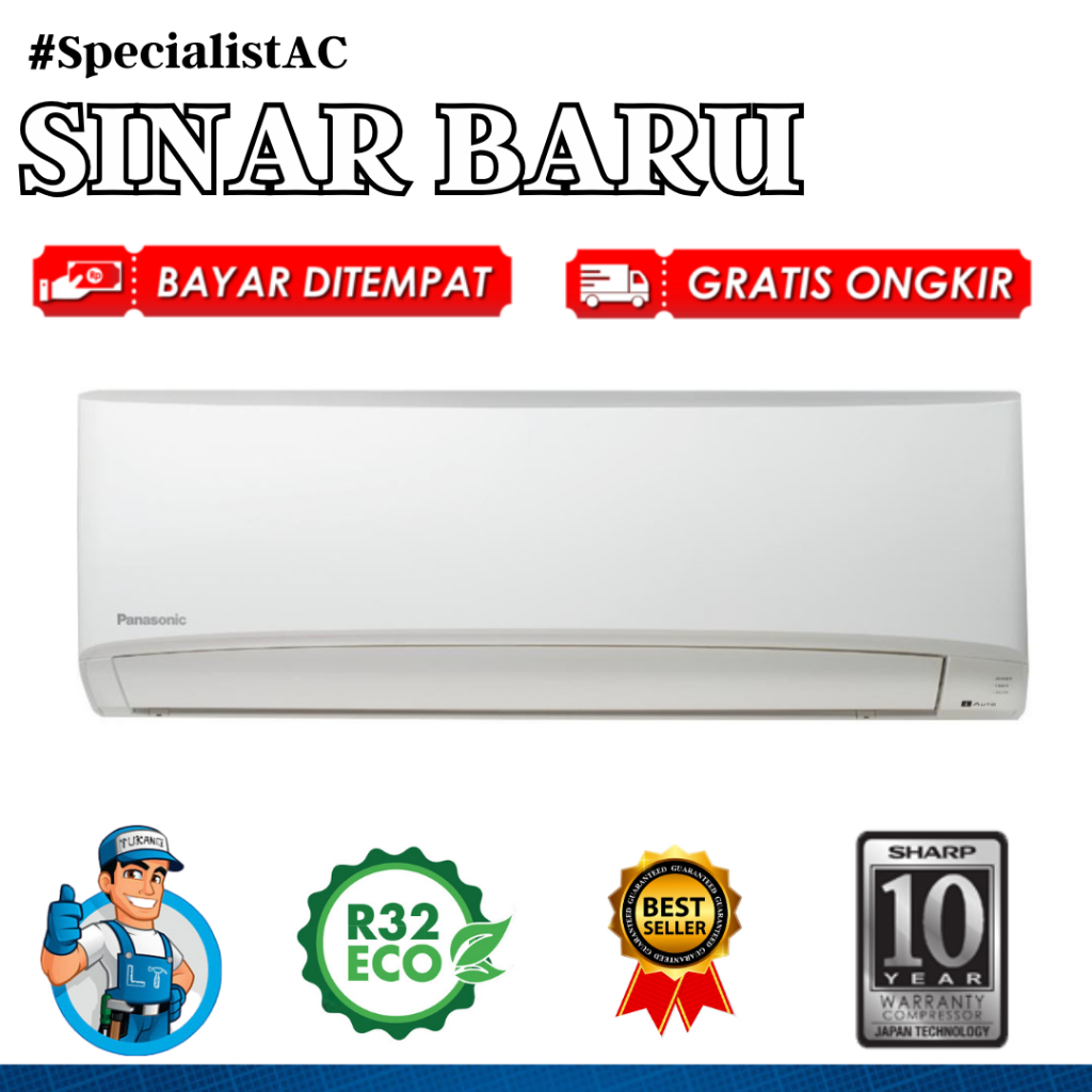 AC PANASONIC 1.5 PK - CSYN-12WKJ - R32 - Ecotough + Pasang