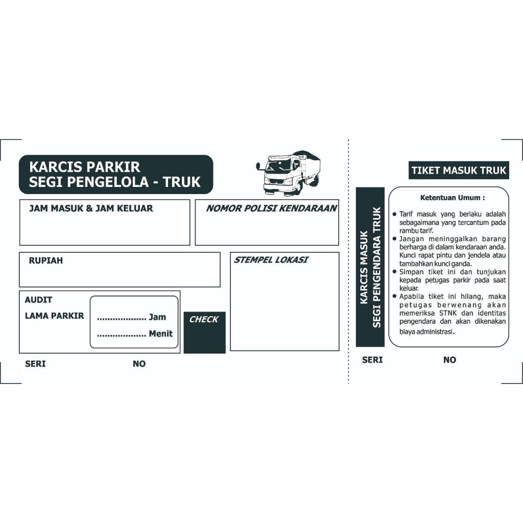 

KARCIS MASUK KENDARAAN TRUK