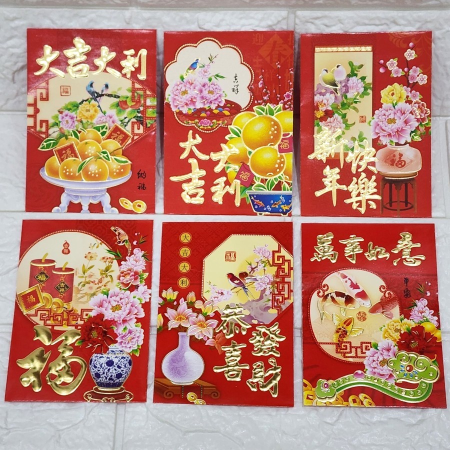 

Amplop angpao hongbao tahun baru imlek uang dilipat bunga buah ikan A