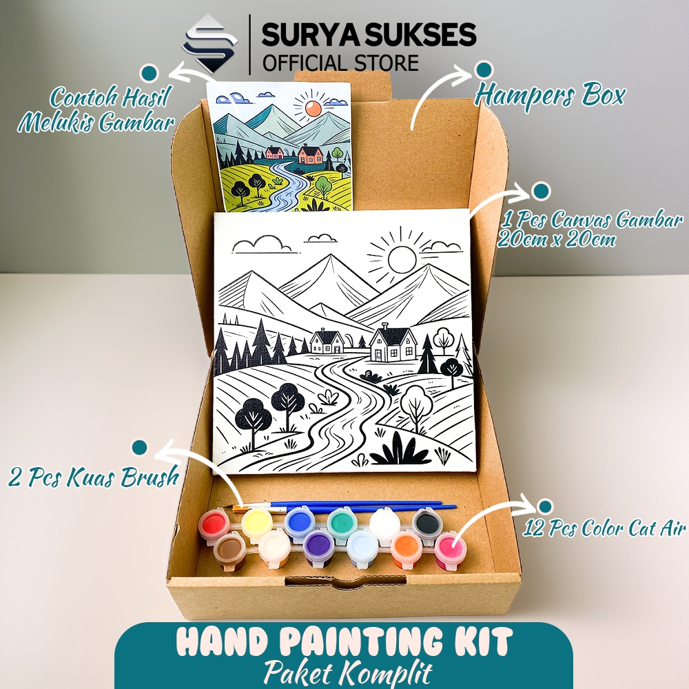 

RB DIY PAINT KIT ONE SET CANVAS BOARD - KANVAS LUKIS SKETSA SET 20 X 20 CM CANVAS GAMBAR