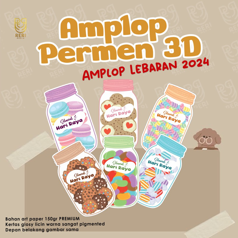 

amplop toples permen 3D 2024 isi 6