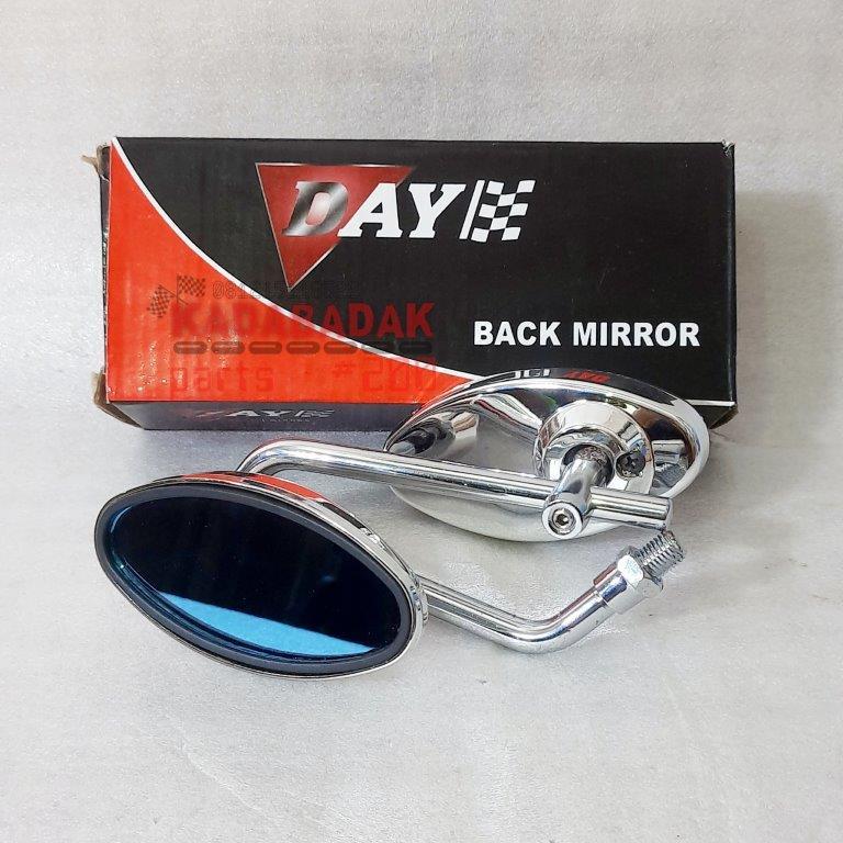 Spion Oval Day Replika Daytona Crhome Krom Kaca Biru Original Crome Universal Semua Motor Drat 14 Ho