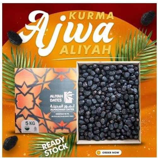 

Kurma Ajwa Alyiah Kurma Nabi Premium Grade A 5kg