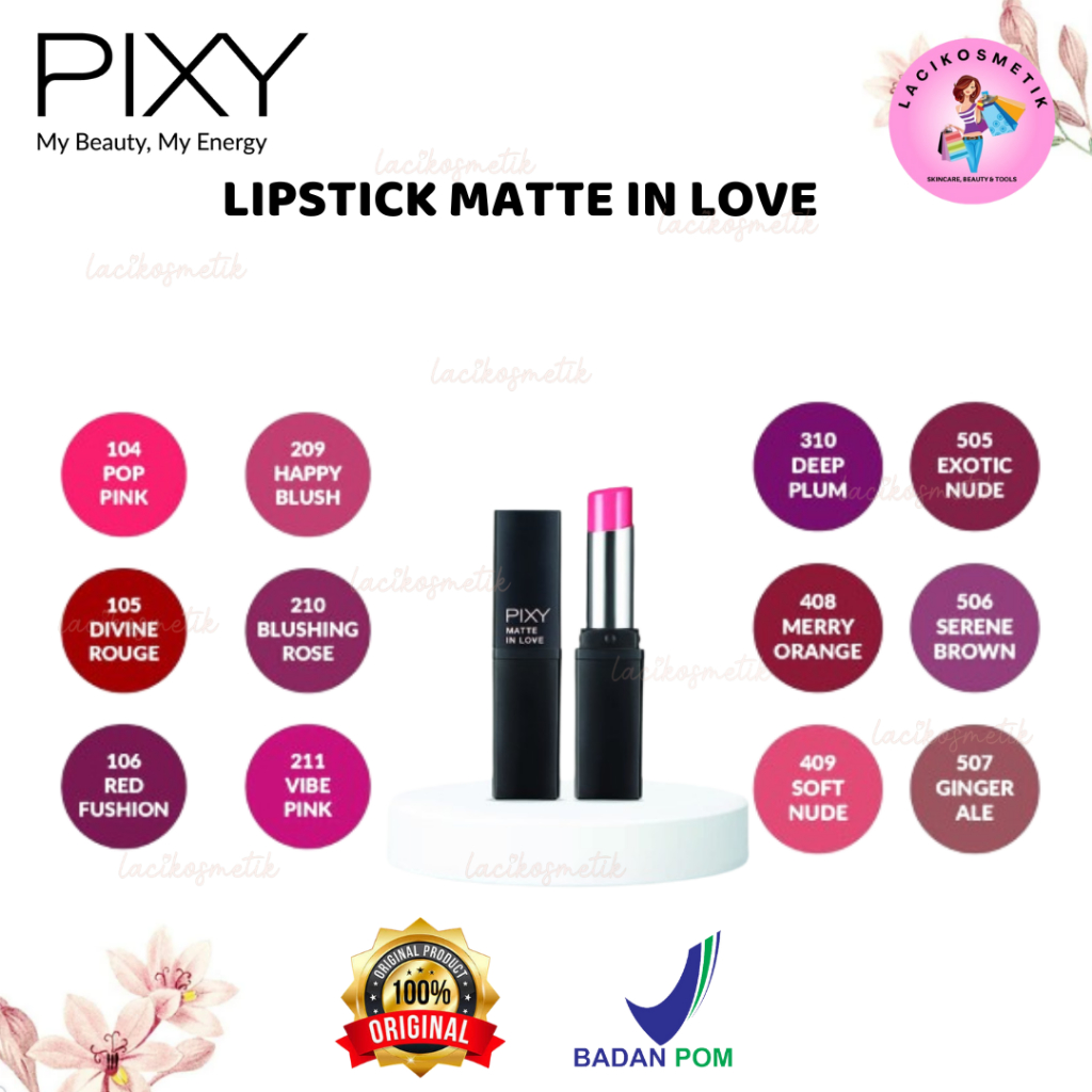 ✨LACIKOSME✨ PIXY LIPSTICK MATTE IN LOVE - CRAYONTTENTION LIPSTIK MAKE IT GLOW
