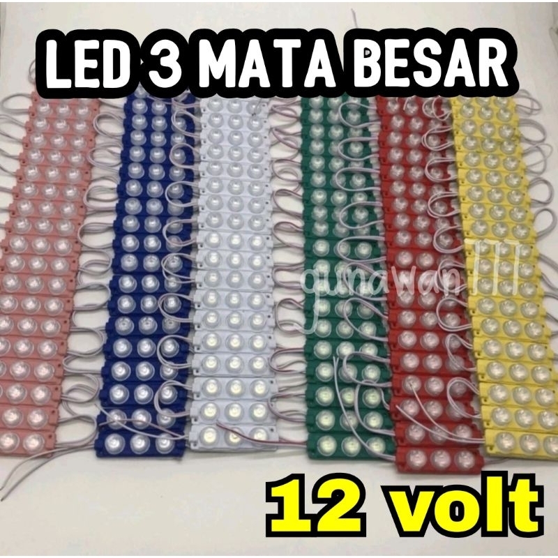 Lampu led kolong strip modul 3 mata besar 12v