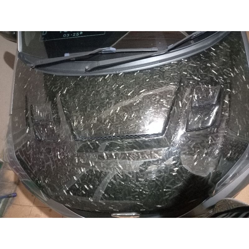 kap mesin dan spoiler spoon carbon forged allnew brio