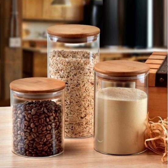 [Terbaru] SHENAR, Topes kaca/Glass storage/Toples tutup kayu karet/toples snack/Toples kaca kedap ud