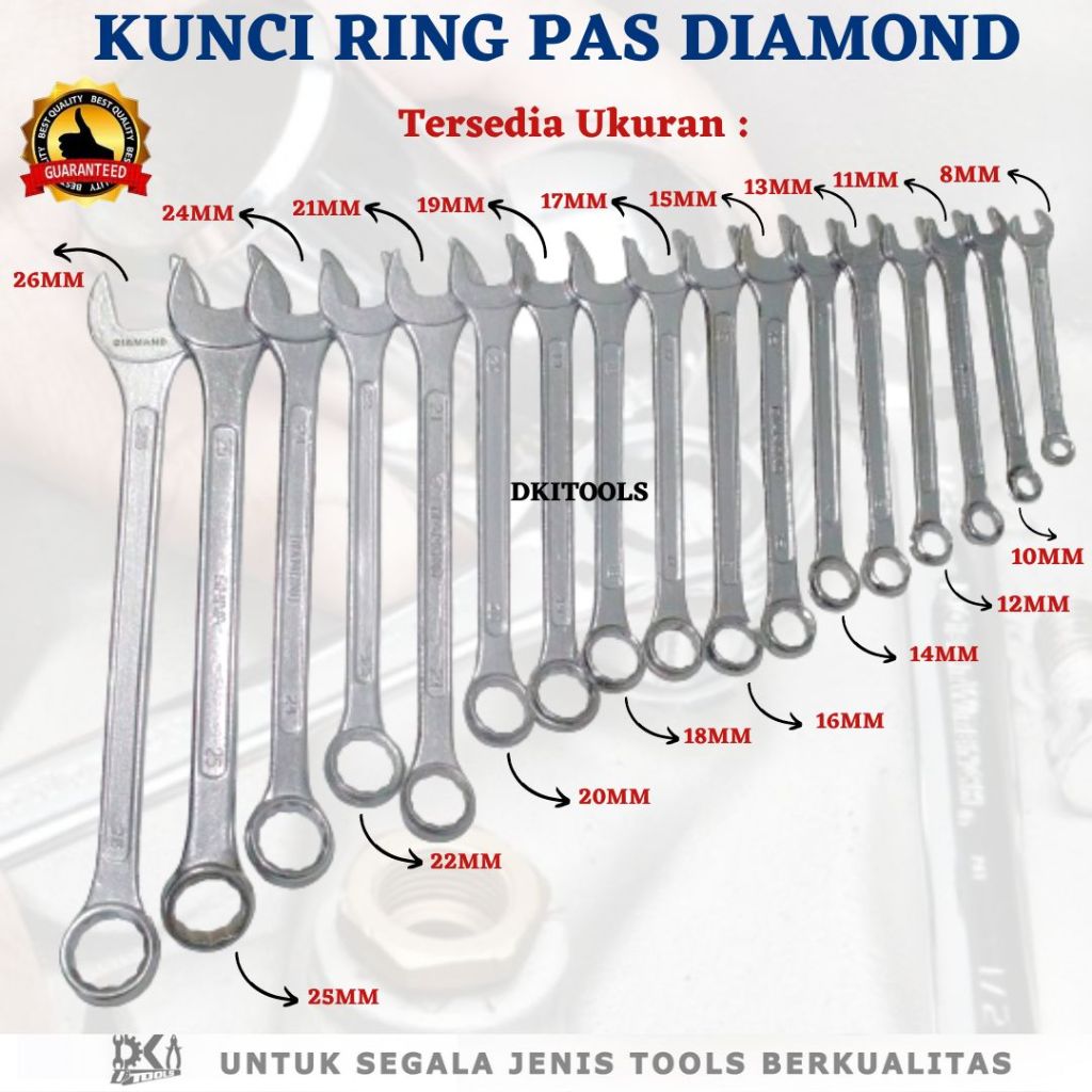 DIAMOND Kunci Ring Pas Kombinasi 8 10 11 12 13 14 15 16 MM
