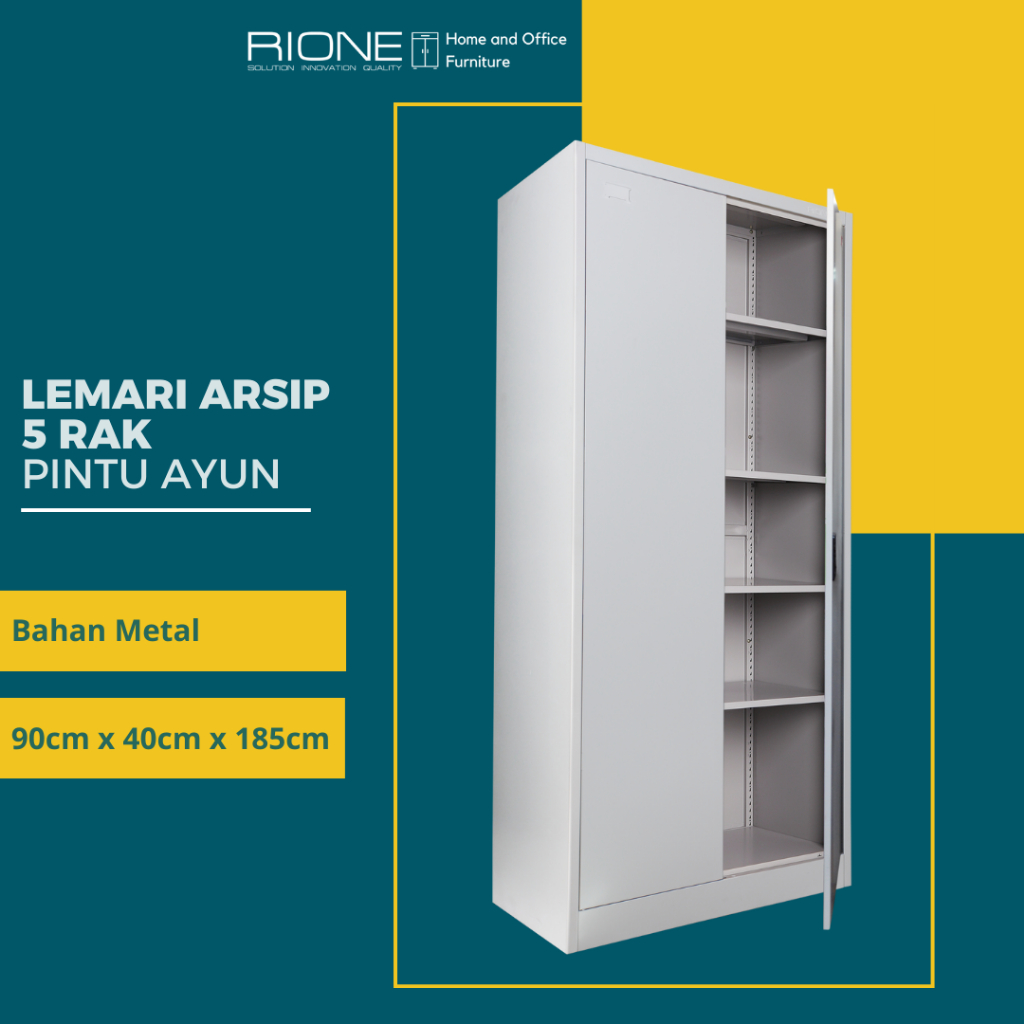 RIONE Lemari Arsip Besi 5 Rak Pintu Ayun