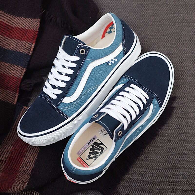 Sepatu Vans Old Skool Pro Skate Navy White 100% ORIGINAL RESMI