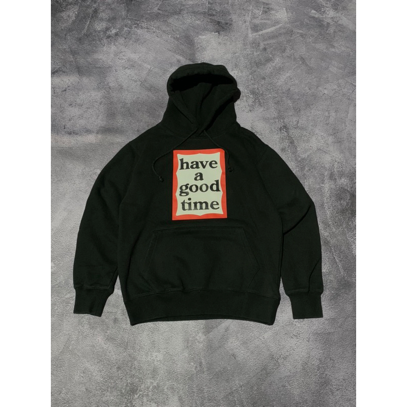HAVE A GOOD TIME HOODIE BIG RED FRAME LOGO BLACK