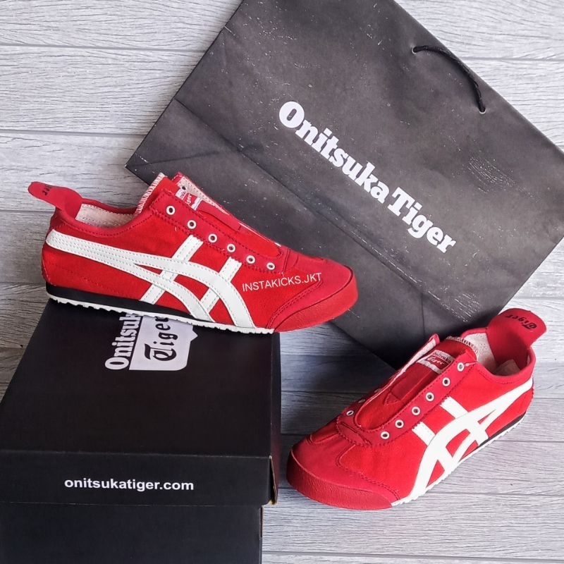 Sepatu Slip On Wanita Pria Red White Kanvas Slip On Wanita Pria