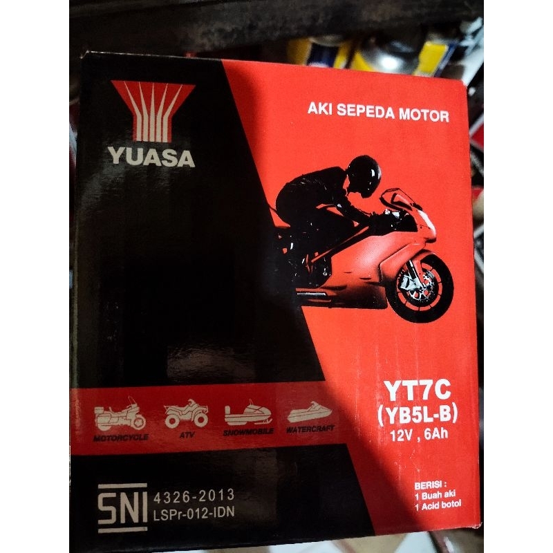 Aki kering YUASA YT7C (YB5L-B) 12V 6AH. 100% ORIGINAL