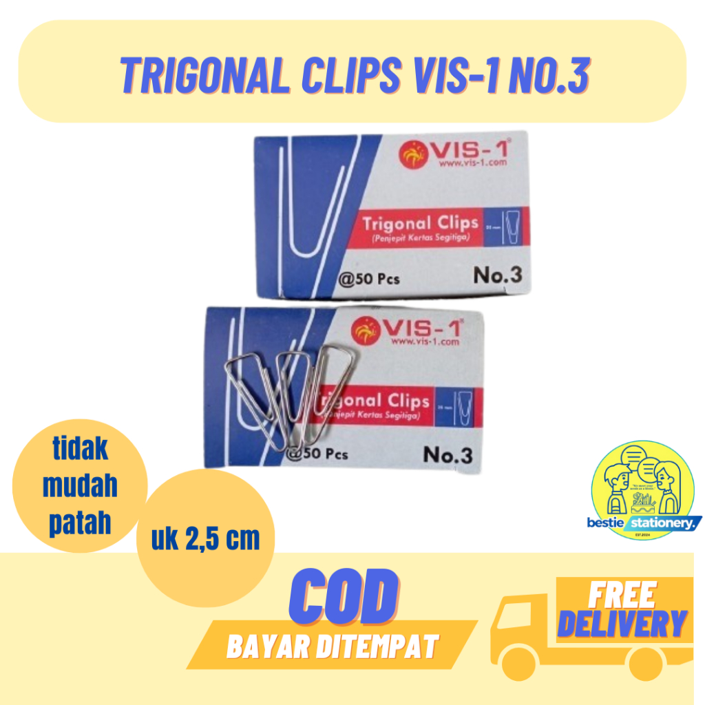 

TRIGONAL CLIPS / PAPER CLIPS / KLIP KERTAS VIS-1 NO. 3 NO. 1 MURAH