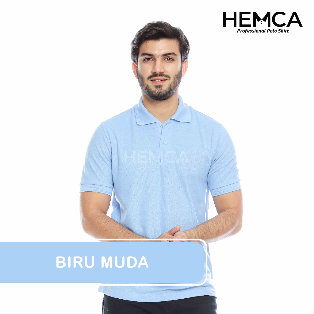 Kaos Polo Polos Biru Muda - Hemca Professional Polo Shirt / Kaos Kerah Polos