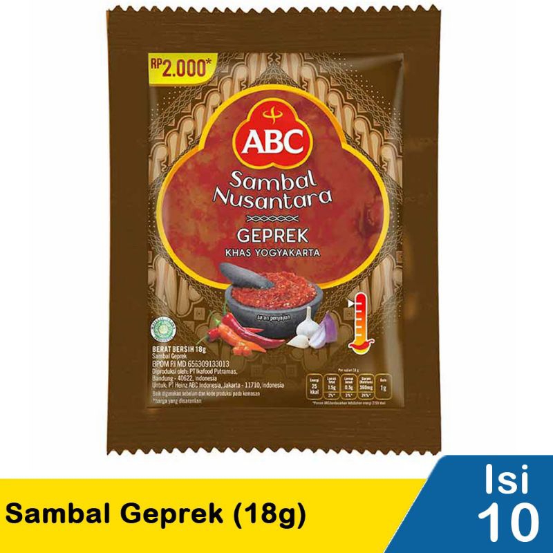 

Abc Sambal Geprek 10pcs x 18 Gram