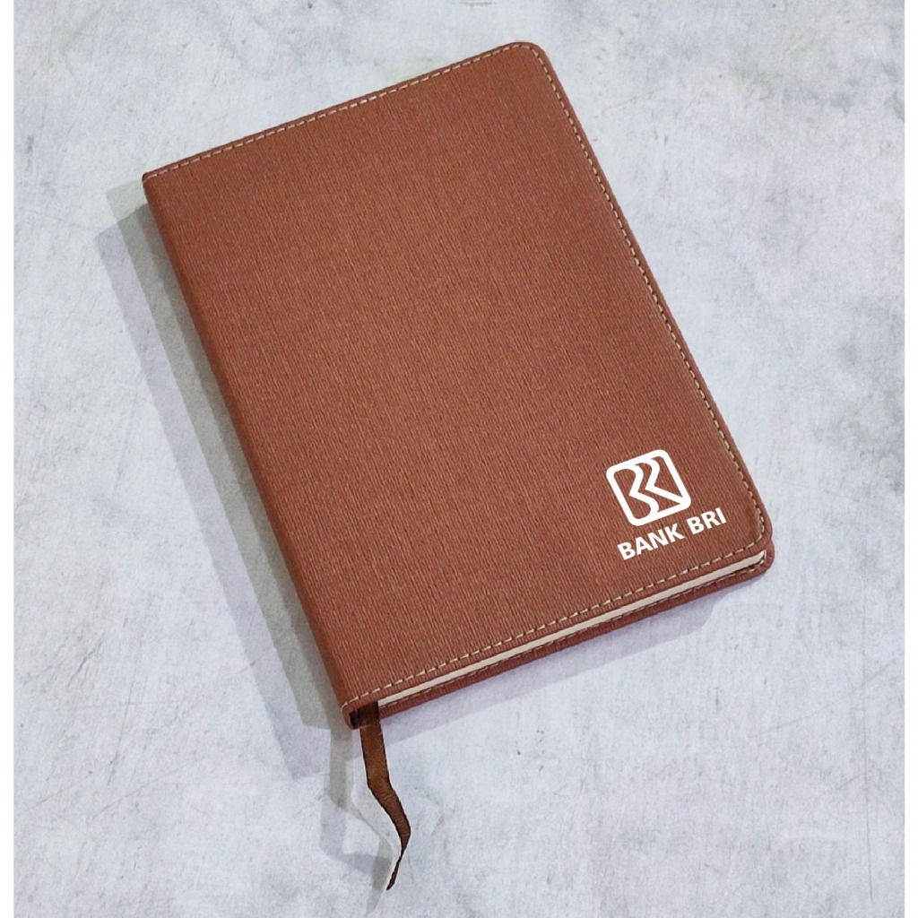 

Agenda Notebook Kulit A5 Custom Logo BANK BRI Printing 1 Sisi/Souvenir Office Seminar Promosi