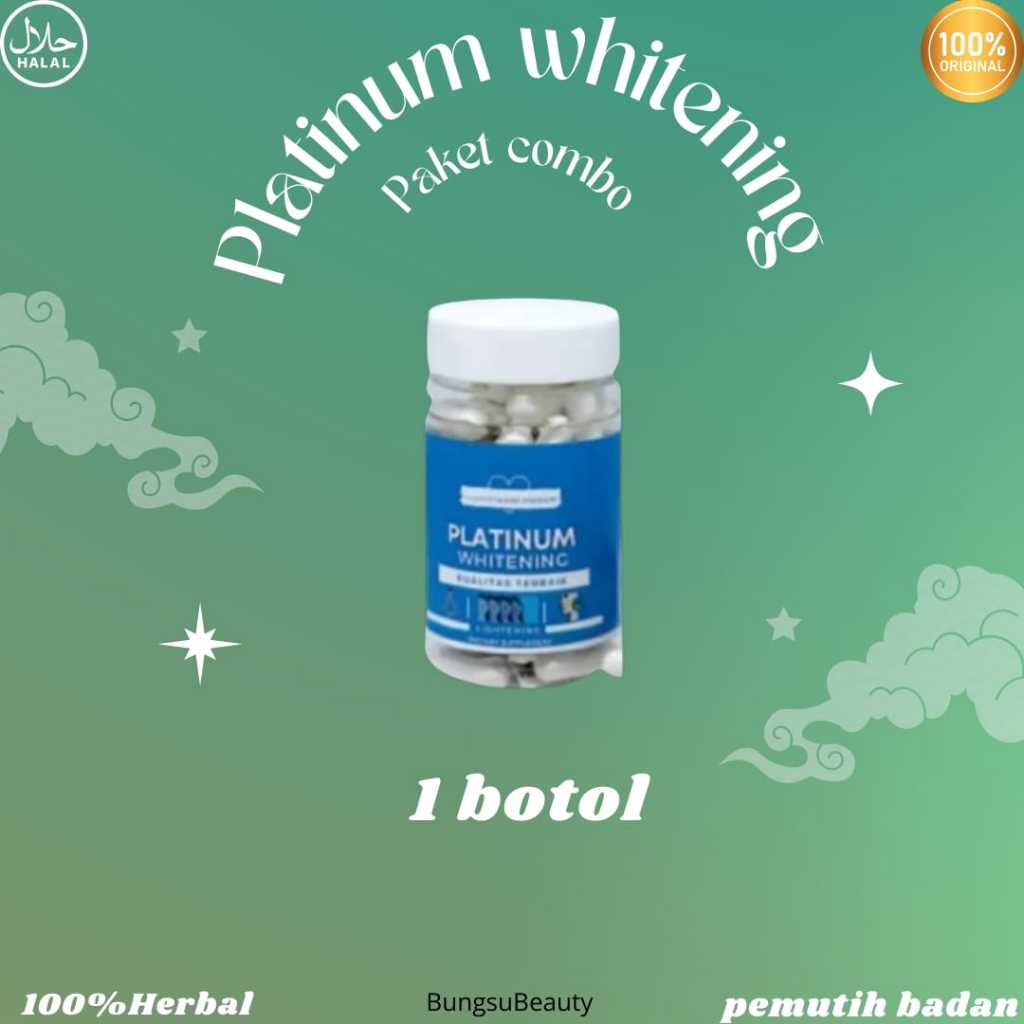 COLLAGEN PEMUTIH BADAN PENCERAH WAJAH&KULIT PLATINUM WHITENING KAPSUL BIRU HERBAL ORIGINAL
