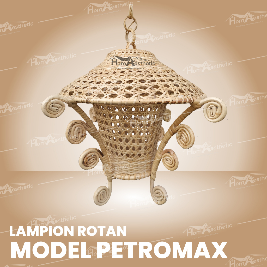 [ BEST SELLER ] Kap Lampion Rotan, Lampu Hias Gantung Cafe Restoran, Kap Lampu Gantung Cafe