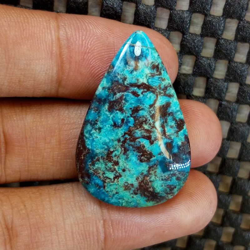 Batu Pirus Persia Natural Biru Apik Urat Tegas Jumbo Tetes Air